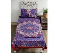 Stella Mandala Stampato Singolo Lenzuolo & 1 Copricuscino Indiano 100% Cotone