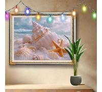 Stella marina 5D Diamond Painting Kit Completo con Crystal Art e Diamantini per Adulti,Conchiglia Pittura Diamante Fai Da Te Grandi 107x80cm,Strass Ricamo a Punto Croce per Decorazione Casa 58F-1927