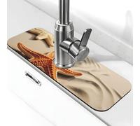 Stella marina sulla sabbia spiaggia paesaggio rubinetto tappetino per lavello da cucina paraspruzzi 5,5 "× 15" diatomite asciugatura rapida tappetino lavello vassoio super assorbente rubinetto ventosa