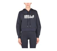 Stella McCartney - Felpa con cappuccio cropped con stampa logo - - Sweatshirts & Hoodies - Donna - Blu - S