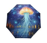 Stella Medusa Blu Notte Ombrello Pieghevole Automatico Ombrelli Antivento Protezione UV da Viaggio per Bambini Ragazzi Ragazze