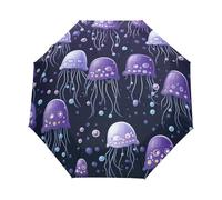 Stella Medusa Cartone Animato Viola Ombrello Pieghevole Automatico Ombrelli Antivento Protezione UV da Viaggio per Bambini Ragazzi Ragazze