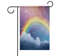 Stella nel cielo arcobaleno decorazioni pasquali per esterni con colori vivaci, bandiera da giardino su entrambi i lati, 30 x 45 cm, decorazioni primaverili per veranda, patio, prato, giardino.