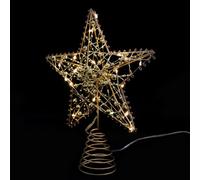 Stella Oro in Ferro Luce LED per Albero di Natale | Installazione Rapida, Luce Calda D'atmosfera, Alimentazione Tre Pile Aa Non Incluse, per Albero