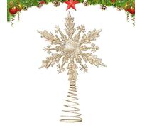 Stella per Albero di Natale 21cm - Puntale a Forma di Stella Oro - Fiocco di Neve Argento - Addobbi Natalizi (Oro)