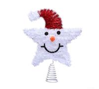 Stella per albero di Natale con opzione di illuminazione a LED e pupazzo di neve, ornamento in ferro per una lunga durata nella decorazione delle feste (B)