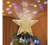 Stella per Albero di Natale, Diealles Shine Puntale per Albero di Natale a Forma di Stella, Oro Topper per Albero di Natale, Christmas Tree Stella con Luci Proiettore per Decorazioni (24 x 26 cm)