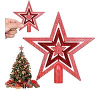 Stella per Albero di Natale, Punta per Albero di Natale Rosso, Stella Brillante Rosso, puntale per albero di natale per La Punta dell'Albero