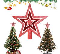 Stella per Albero di Natale, Stella Puntale Albero di Natale Rossa Lucente, Stella glitterata per albero di Natales, Decorazione Natalizia per La Punta dell'Albero, Decorazioni Albero di Natales