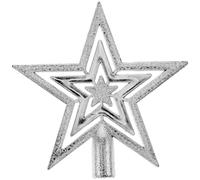 Stella Puntale Albero di Natale Argento Lucente, Puntale per Albero di Natale a Stella, Stella Decorativa Natalizia con Effetto Glitter, Elegante Stella per Albero di Natales Decorazione Natalizia