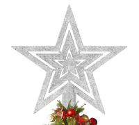 Stella Puntale Albero di Natale Argento Lucente | Stella Decorativa Natalizia con Effetto Glitter per Decorazioni Festive, Ideale per Alberi Classici e Moderni, Regalo di Natale