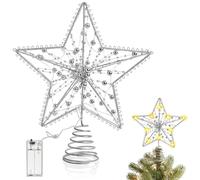 Stella Puntale per Albero di Natale, 25 cm Stella Albero di Natale con 10 LED, Stella per Albero di Natale, Puntale Albero Natale Luminoso, Christmas Tree Topper per Albero di Natale Feste Casa