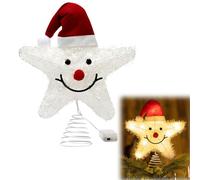 Stella Pupazzo di Neve per Albero di Natale, Puntale Albero Natale Luminoso, Stella Albero Di Natale In Ferro, Stelle Decorazioni per Albero di Natale, Decorazione Natalizia