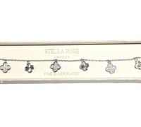 Stella Rose Fine Silver Plated Multi Clover Diamond Cut, Crystals Charm Bracelet