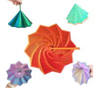 Stella sensoriale espansa stampata in 3D con manici, giocattolo a forma di stella a spirale rotante esagonale frattale colorato for alleviare lo stress(Sil-red-gol,6.7INCH)