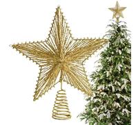 Stella Topper Per Albero Di Natale - Decorazioni Con Glitter - Stella Per L'Albero Di Natale | Per La Casa In Stile Rustico Fattoria Vintage, Per La Notte Della Natività, Da Esposizione Su