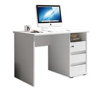 Stella Trading, 1 scrivania con cassetti, Bianco, scrivania per Computer per Home Office, con Tanto Spazio e vani Aperti, 110 x 75 x 65 cm (L x A x P)