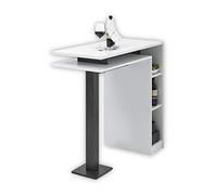 Stella Trading 83 130 Q4 Tavolino da bar Bay, bianco/cemento scuro/nero, circa 108 x 103 x 50 cm