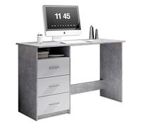 Stella Trading ADRIA, Scrivania con cassetti, finitura effetto cemento, bianco, pratica scrivania da ufficio con ampia superficie di lavoro, 120 x 76 x 50 cm (L x A x P)