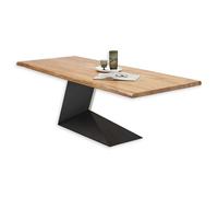 Stella Trading Alan Bordo in Legno di Acacia - Tavolo Alta qualità con Struttura in Metallo Nero per la Vostra Sala da Pranzo, 240 x 76 x 100 cm
