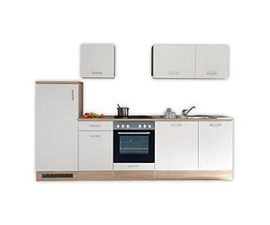Stella Trading Andy Moderna con elettrodomestici in Rovere Opaco, capiente Cucina da Incasso con Molto Spazio, Legno ingegnerizzato, Quercia Sonoma/Bianco, 280 x 195 x 60 cm