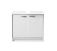 Stella Trading, Armadietto per bagno di colore bianco opaco, Elegante mobile sottolavabo con tanto spazio, 63 x 55 x 29 cm (larghezza x altezza x profondità)