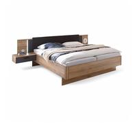 Stella Trading ASAU, elegante letto matrimoniale con comodini e illuminazione, 180 x 200 cm, set completo per camera da letto, effetto rovere Mauvella, grafite, 305 x 93 x 210 cm (larghezza x altezza