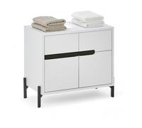 Stella Trading AVANTO Mobiletto da bagno in bianco, nero certificato FSC, armadietto da bagno con molto spazio, 60 x 55 x 35 cm