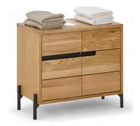 Stella Trading AVANTO Mobiletto da bagno in legno massello di rovere certificato FSC, armadietto da bagno con molto spazio, 60 x 55 x 35 cm