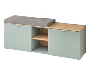 Stella Trading Bari-Scarpiera in Legno, Effetto, Certificato FSC, Moderna Panca con Spazio per Il corridoio, ingegnerizzato Plastica Metallo, Verde Canna/Rovere Artisan, Sitzbank 2