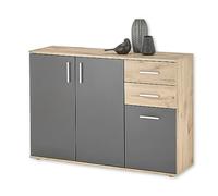 Stella Trading BC 1040 1040-Comò Moderno con cassetti e Molto Spazio per riporre Oggetti, Colore, Legno ingegnerizzato, Grigio/Rovere Vichingo, Sideboard 2