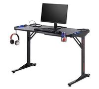 Stella Trading BC 3110 3110-Scrivania da Gioco con Illuminazione a LED, Porte USB e Supporto per Bevande, Colore, Nero/Effetto Carbonio, 119 x 78 x 60 cm