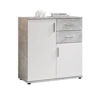 Stella Trading BOBBY, Cassettiera, effetto cemento, bianco, credenza elegante con ampio spazio disponibile per la zona giorno; 80 x 82 x 35 cm, L x A x P