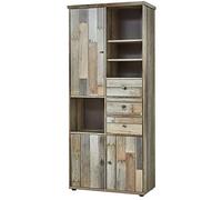 Stella Trading, Bonanza, Armadietto da soggiorno in stile vintage, effetto legno driftwood, con molto spazio, 83 x 188 x 39 cm (larghezza x altezza x profondità)