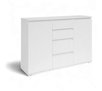 Stella Trading Brest - Comò in bianco, credenza moderna con ampio spazio di archiviazione, 119 x 84 x 35 cm (larghezza x altezza x profondità)