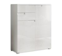 Stella Trading, Cassettiera color bianco lucido, elegantea credenza molto capiente per la vostra zona giorno; 100 x 119 x 40 cm (L x A x P)