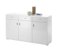 Stella Trading Cassettiera Enrique, finitura bianca lucida, Contemporaneo e capiente cassettiera, 150 x 86 x 42 cm (L x A x P)