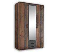 Stella Trading Chicago Armadio elegante, Molto capiente, Versatile ad ante a battente, Effetto Old Style, Ossido Di Cemento, 120 x 196 x 53.5 cm L x A x P