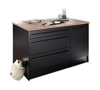 Stella Trading Contemporaneo isola Jazz con piano di lavoro, autoportante, nero opaco, effetto rovere lancelot, mobile spazioso, 145 x 90 x 90 cm (larghezza x altezza x profondità)