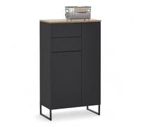Stella Trading Denver-Armadietto da Bagno, Certificato FSC, Colore, Legno ingegnerizzato, Nero/Rovere Evoke, Kommode