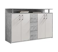 Stella Trading DRIFT, Credenza con ripiano effetto cemento, bianco, elegantea e capiente cassettiera per la zona giorno; 139 x 90 x 34 cm (L x A x P)