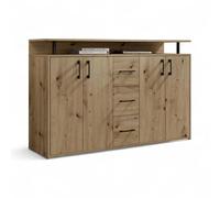 Stella Trading Drift - Mobile alto con ripiano, effetto rovere Artisan, con cassetti e molto spazio per il vostro soggiorno, 139 x 90 x 34 cm (larghezza x altezza x profondità)