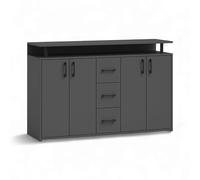 Stella Trading Drift - Mobile alto con ripiano in antracite, con cassetti e molto spazio per il vostro soggiorno, 139 x 90 x 34 cm (larghezza x altezza x profondità)