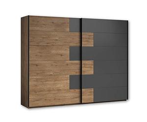 Stella Trading FAST, Armadio guardaroba elegante, eleganteo e molto capiente, versatile con ante scorrevoli in simil rovere Bartex, grigio grafite, 270 x 211 x 58 cm (L x A x P)
