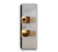 Stella Trading, Fun Plus 2, Grande vetrina in basalto con graziose applicazioni in grana di legno, con illuminazione a LED, 65 x 205 x 37 cm (larghezza x altezza x profondità)