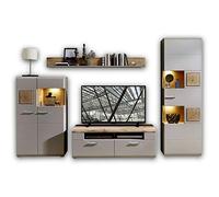 Stella Trading, Fun Plus 2, Set completo con parete attrezzata, con applicazioni in grana di legno e decorazione basalto, parete attrezzata per il salotto, 325 x 205 x 47 cm (larghezza x altezza x profondità)