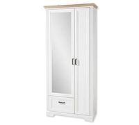 Stella Trading Gelsomino Jasmin, Armadio Guardaroba con Specchio, Effetto, Stile Rustico, con Asta Appendiabiti Estraibile, Legno di Pino Chiaro/Rovere Artisan, 93 x 204 x 41 cm