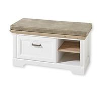 Stella Trading Gelsomino Jasmin, scarpiera con Seduta, Effetto, Stile Rustico, Imbottita con Spazio per corridoio e Guardaroba, Legno di Pino Chiaro/Rovere Artisan, 93 x 49 x 41 cm