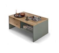 Stella Trading INA Tavolino da caffè in verde canna, effetto rovere artisano, certificato FSC, moderno con cassetti per la vostra zona giorno, 110 x 44 x 65 cm (larghezza x altezza x profondità)