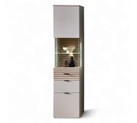 Stella Trading INA Vetrina in cashmere, effetto rovere Riva certificata FSC, moderna vetrina con illuminazione a LED e molto spazio di archiviazione, 45 x 200 x 36 cm (larghezza x altezza x profondità
